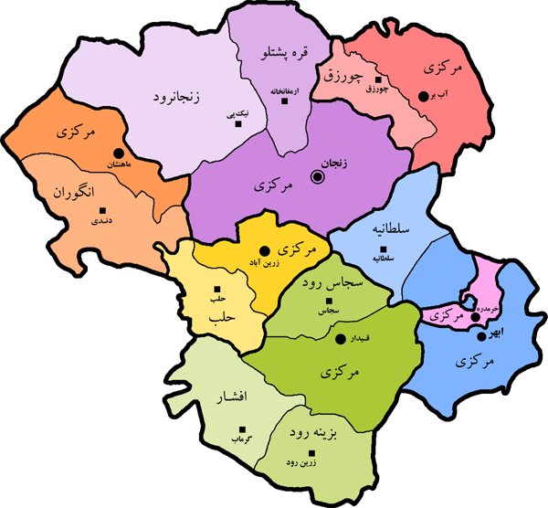 نقشه استان زنجان